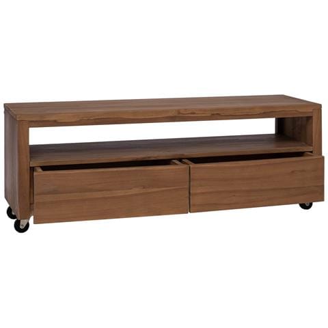 Mobile TV 110 x 30 x 40 cm Naturale Legno di teak solido - Foto 2