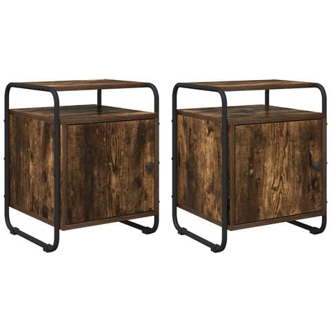 Armadio da Notte 2 pz Rovere Fumo Legno ingegnerizzato - Foto 1