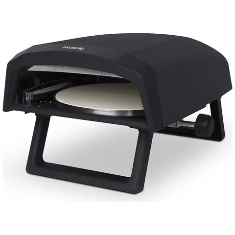 GINO640, forno pizza a gas, acciaio inox, superficie 32cm, girevole a 360°, pietra Cordierite, fino 500°C, piedi pieghevoli, pala per pizza - Foto 1