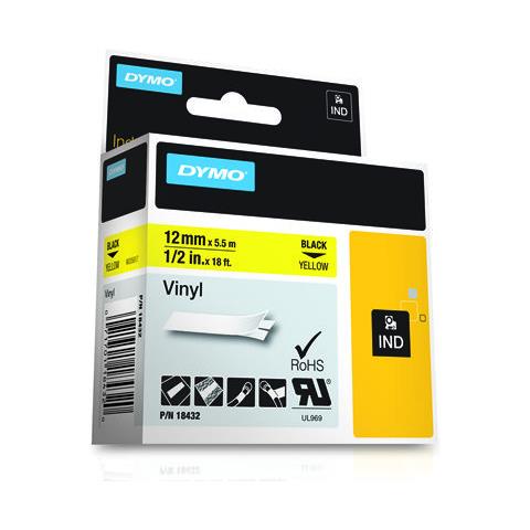 Nastro in Vinile Adesivo Permanente per Etichettare Formato 12 mm x 5.5 m Nero su Giallo - Foto 9