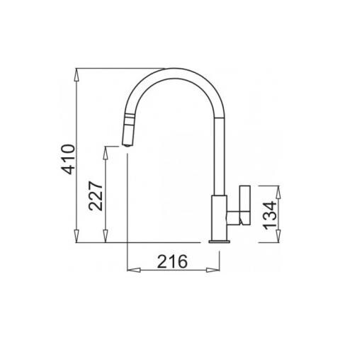 Miscelatore Monocomando con canna girevole e doccetta estraibile Rain Plus 21x41 cm Granitek Nero 40 - Foto 2