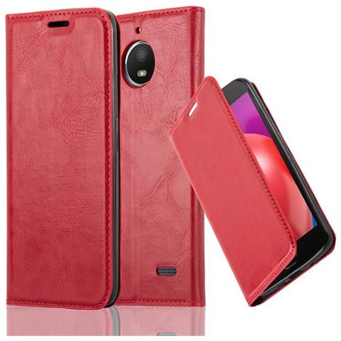 Custodia Compatibile Con Motorola Moto E4 In Rosso Mela - Coperchio Protettiva Con Chiusura Magnetica, Funzione Stand E Tasca Per Le Carte - Foto 1