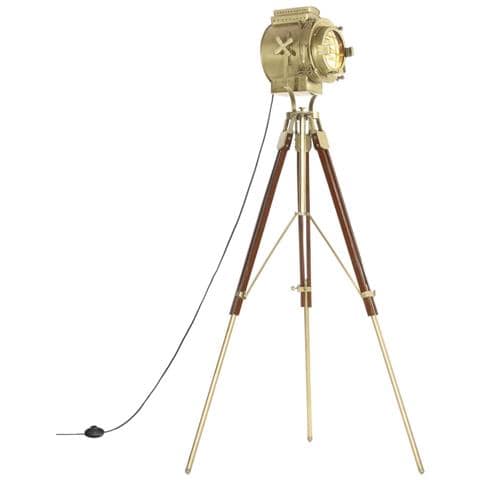 Lampada da Terra a Treppiede Legno Massello di Mango 193 cm - Foto 1