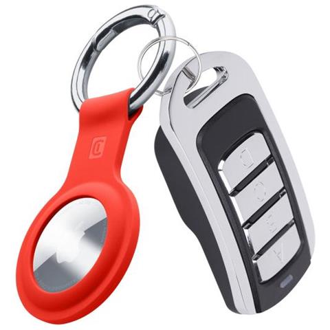 Cellularline Key Ring - Airtag Custodia In Silicone Con Gancio Per Airtag Rosso - Foto 2