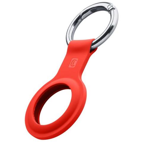 Cellularline Key Ring - Airtag Custodia In Silicone Con Gancio Per Airtag Rosso - Foto 3