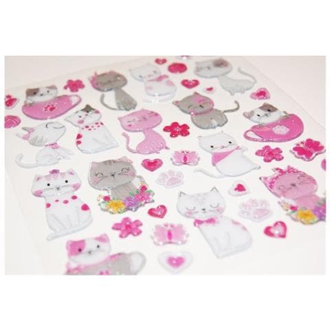 Adesivi 3d - Gatti Grigi E Bianchi - Brillantini - Foto 1