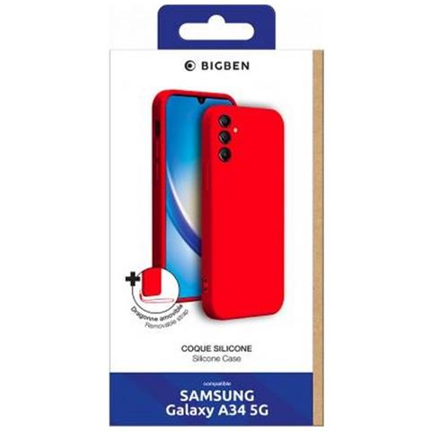 Cover Silicone Per Samsung A34 5g Con Cordino Da Polso Abbinato, Rosso - Foto 2