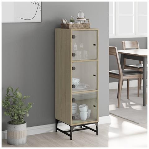 Credenza Con Ante In Vetro Rovere Sonoma 35x37x120 Cm - Foto 3