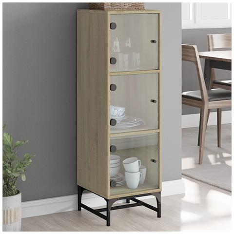Credenza Con Ante In Vetro Rovere Sonoma 35x37x120 Cm - Foto 1