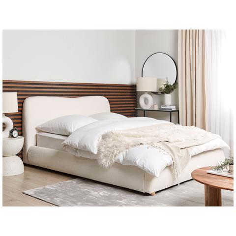 Letto Matrimoniale Contenitore Bouclé Bianco 160 X 200 Cm Blagnac - Foto 1