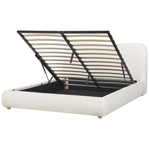 Letto Matrimoniale Contenitore Bouclé Bianco 160 X 200 Cm Blagnac - Foto 2
