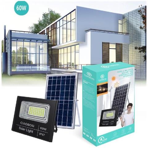 Trade Shop - Faro Faretto Led Pannello Solare Fotovoltaico Ip67 60 W Con Telecomando Led-8192 - Foto 1