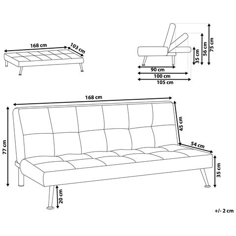 Divano Letto 3 Posti Hasle Tessuto Grigio Chiaro - Foto 2