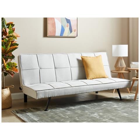 Divano Letto 3 Posti Hasle Tessuto Grigio Chiaro - Foto 1