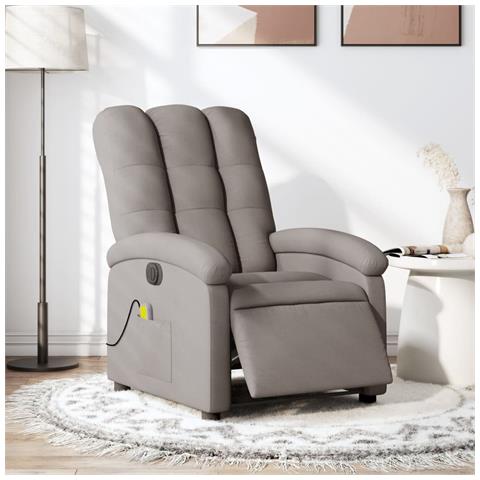 Poltrona Massaggiante Reclinabile Elettrica Tortora In Tessuto - Foto 8