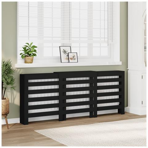 Copertura Termosifone Nera 205x21,5x83,5 Cm Legno Multistrato - Foto 1