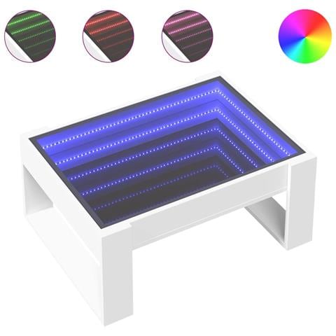 Tavolino Da Salotto Con Led Infinity Bianco 70x53x30 Cm - Foto 2