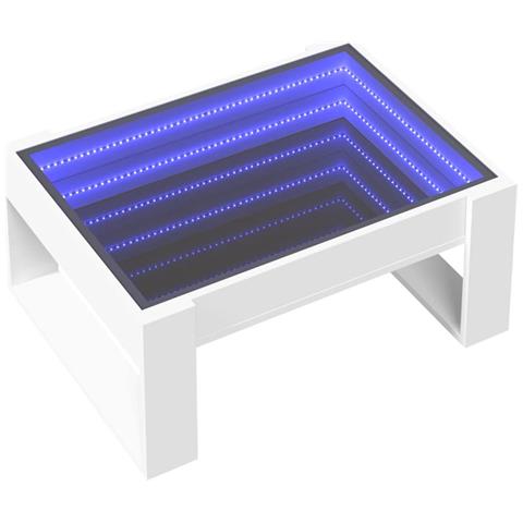 Tavolino Da Salotto Con Led Infinity Bianco 70x53x30 Cm - Foto 3