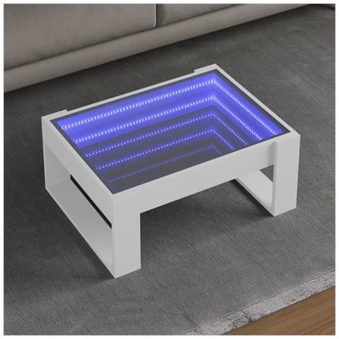 Tavolino Da Salotto Con Led Infinity Bianco 70x53x30 Cm - Foto 1