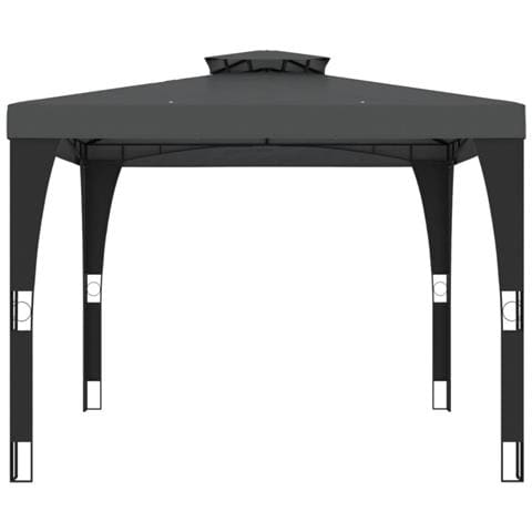 Gazebo Con Tetto Doppio Antracite 2,98x2,98 M In Acciaio - Foto 2