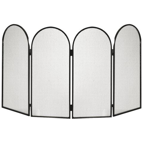 Parascintille Pieghevole A 4 Ante In Ferro Battuto Per Camini E Caminetti - Foto 1