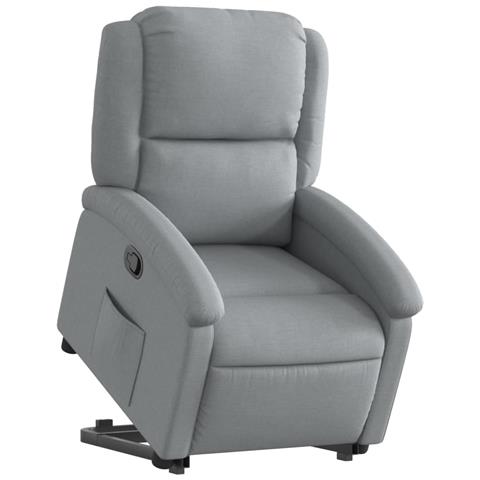 Poltrona Alzapersona Reclinabile Grigio Chiaro In Tessuto - Foto 3