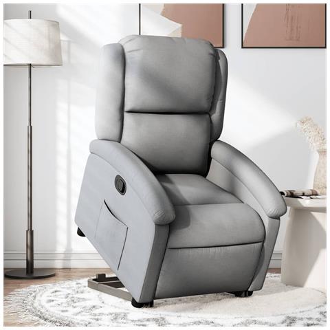 Poltrona Alzapersona Reclinabile Grigio Chiaro In Tessuto - Foto 1