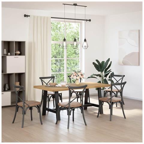 Tavolo Pranzo Noain Gambe A Forma A 180x90x75 Cm Legno Massello - Foto 2