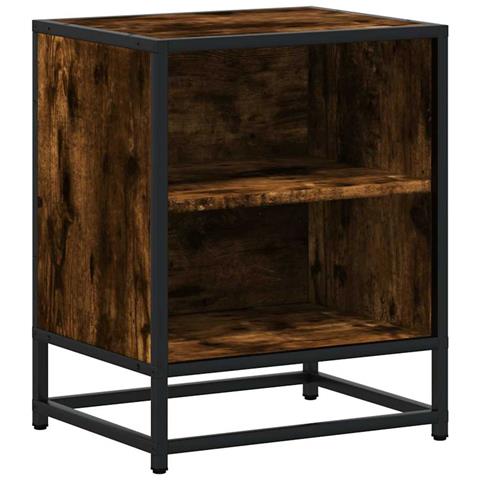 Comodino Rovere Fumo 40x31x50 Cm Legno Multistrato E Metallo - Foto 2