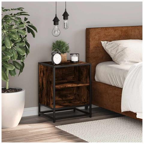Comodino Rovere Fumo 40x31x50 Cm Legno Multistrato E Metallo - Foto 3