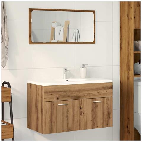 Mobile Lavabo Bagno Artigianale 80x38,5x46 Cm Legno Multistrato - Foto 3