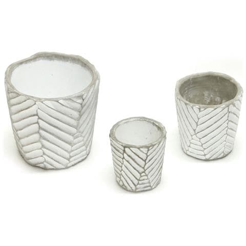 Set 3 Vaso Decorativo Moderno Per Fiori In Cemento Design Modello Leaf - Foto 1