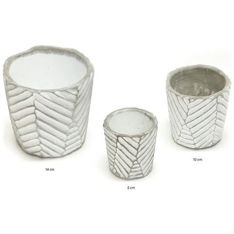 Set 3 Vaso Decorativo Moderno Per Fiori In Cemento Design Modello Leaf - Foto 2