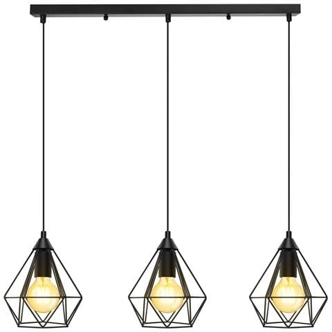 Vintage Lampadario 3 Luci E27 Retrò Per Interni Lampada A Sospensione Industriale - Foto 1