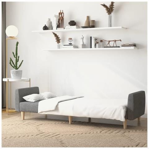 Divano Letto A 2 Posti Grigio Chiaro In Tessuto - Foto 2