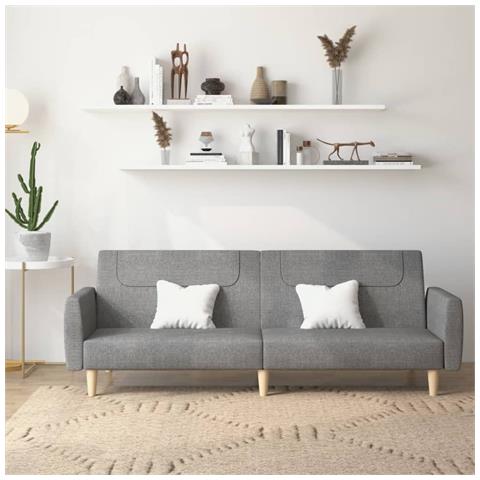 Divano Letto A 2 Posti Grigio Chiaro In Tessuto - Foto 8