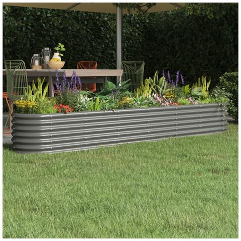 Letto Giardino Acciaio Verniciato A Polvere 224x40x36 Cm Grigio - Foto 6
