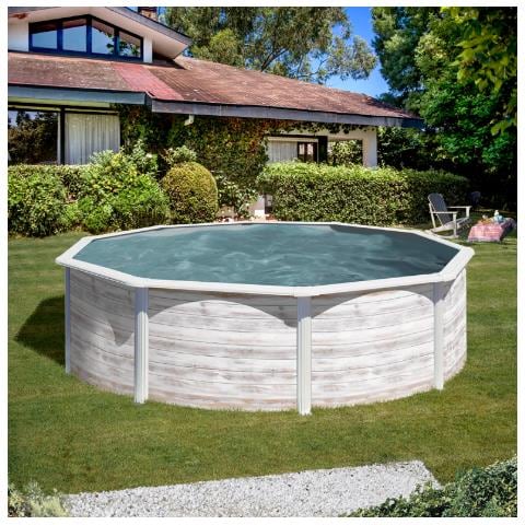 Piscina In Acciaio Con Decorazione Nordica Finlandia 300 X 120 Cm Rotonda - Foto 1