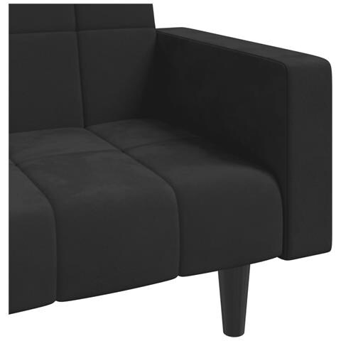 Divano Letto a 2 Posti con 2 Cuscini Nero in Velluto - Foto 9