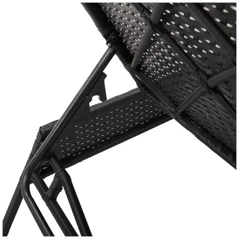 Lettino Prendisole con Cuscino Nero in Polyrattan - Foto 9