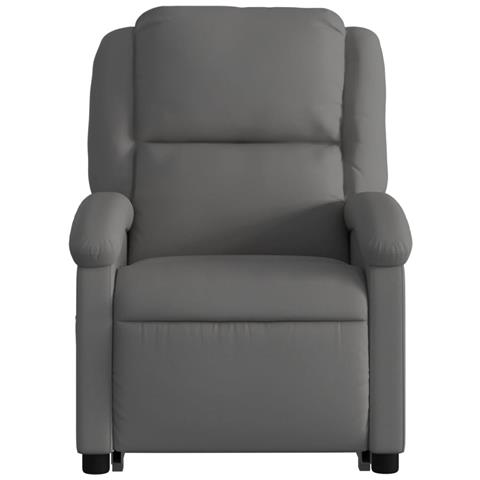 Poltrona Alzapersona Massaggiante Reclinabile Grigia Vera Pelle - Foto 9