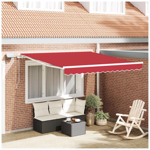 Tenda retrattile manuale  con LED Rossa 350x250 cm, Tessuto di ricambio per tenda  per telaio 3.5x2.5 m Rossa - Foto 2