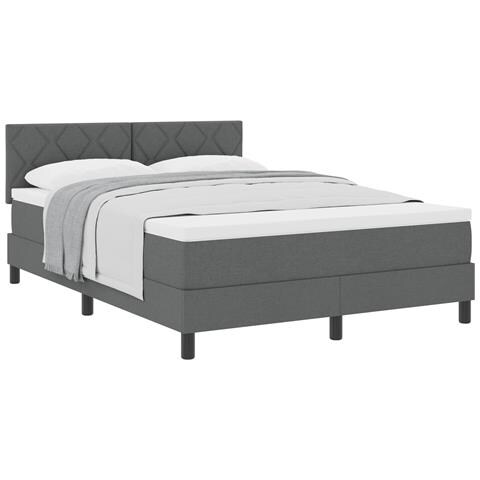 Letto Box Spring con Materasso Grigio Scuro 140x200 cm Tessuto - Foto 1