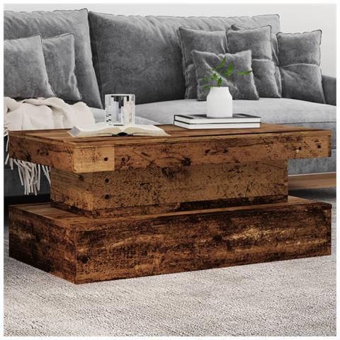 Tavolino da Salotto con Luci LED Legno Antico 90x50x40 cm - Foto 2