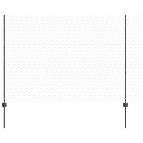 Recinzione esagonale con palo 100 x 1,5 m Grigio Rete - Foto 1