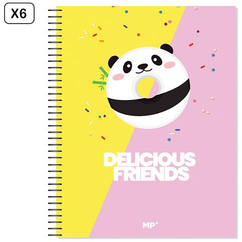 Pack 6 Unita' Quaderno Extradura A4 120 Fogli Quadrati Design Delicious Friends Panda - Foto 1
