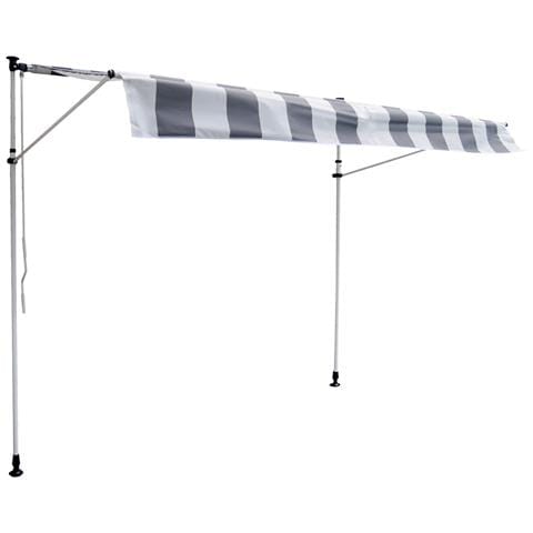 Tenda Da Balcone Chene 3 × 1,2 M - Tessuto A Righe Bianco /grigio E Telaio Bianco - Foto 1