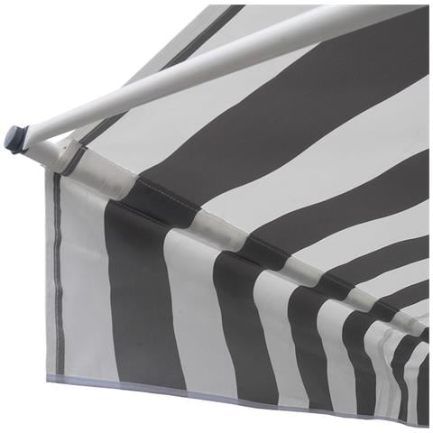 Tenda Da Balcone Chene 3 × 1,2 M - Tessuto A Righe Bianco /grigio E Telaio Bianco - Foto 5