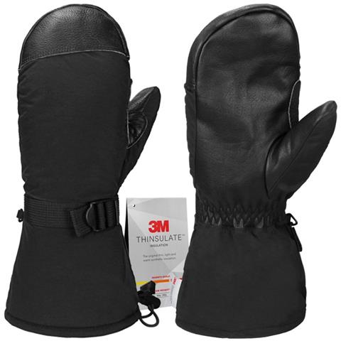 Guanti Da Sci In Pelle Bovina Con Isolamento 3m: Impermeabili, Antivento E Caldi Per Sport Invernali Black Xxl - Foto 1