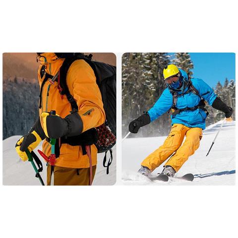 Guanti Da Sci In Pelle Bovina Con Isolamento 3m: Impermeabili, Antivento E Caldi Per Sport Invernali Black Xxl - Foto 2